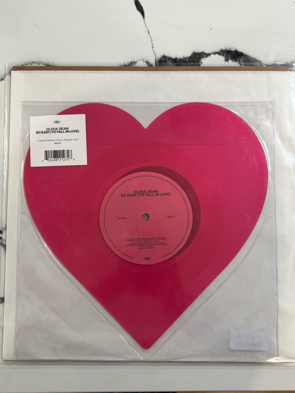 Olivia Dean "So Easy (To Fall In Love)" Heart-Shaped Pink Vinyl